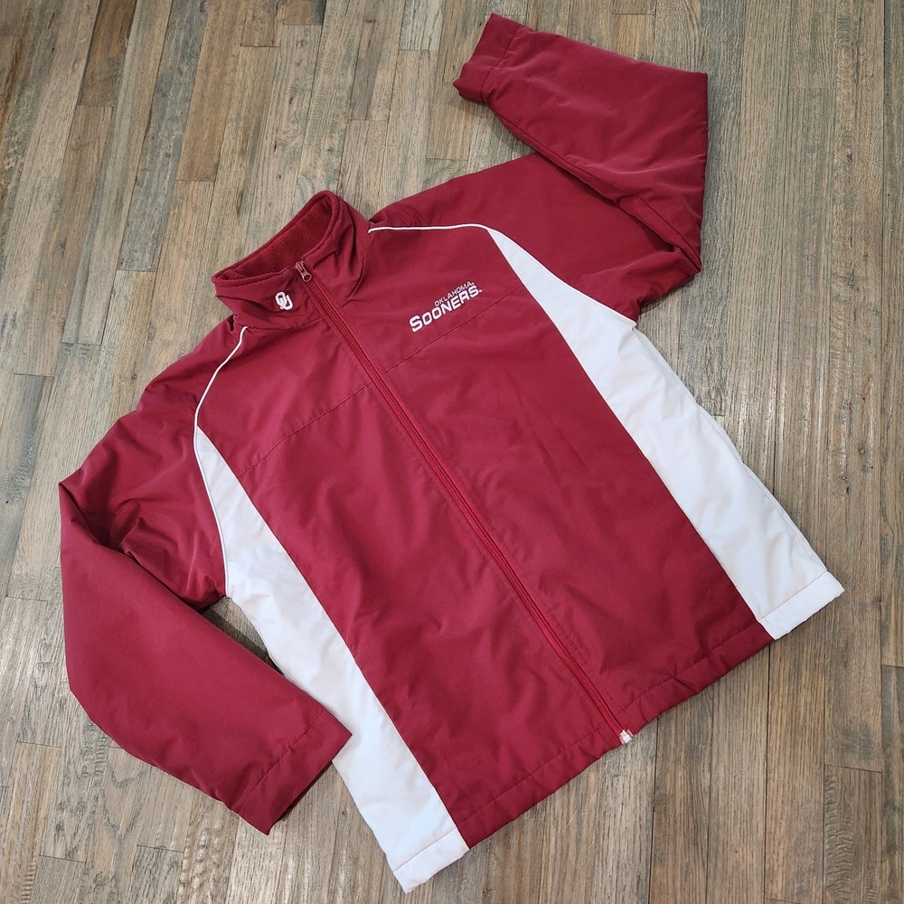 VTG Y2K RED OAK Oklahoma Sooners OU Men Med Crimson Fleece Lined Full Zip Jacket - Picture 14 of 14